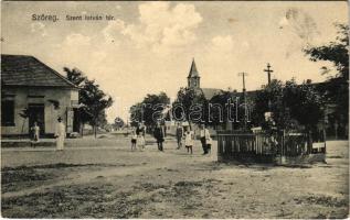 1930 Szőreg (Szeged), Szent István tér, templom, üzlet. Sternberg felvétele