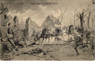 1914 Siegreiches Gefecht vor Nancy / Német első világháborús katonai művészlap / WWI German military art