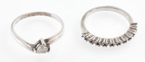 Ezüst(Ag) gyűrű, 2 db, jelzett, méret: 51 és 54, bruttó: 3,3 g