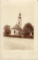 1915 Boszút, Bázatő, Bosut, Bossúthfalu (Szávaszentdemeter, Sremska Mitrovica); templom és osztrák-magyar katonák / church, WWI Austro-Hungarian military soldiers. photo + 2/IV. Hadtáp Zászlóalj Parancsnokság + K.u.k. Feldpostamt 318.