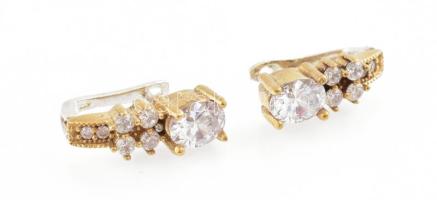 Ezüst(Ag) fülbevalópár fehér kövekkel, jelzett, h: 2,5 cm, bruttó: 9,33 g