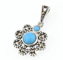 Ezüst(Ag) virágos medál, jelzett, d: 1,5 cm, bruttó: 2,8 g