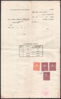 cca 1930 egy váltó és 4 db bizonyítvány okmánybélyegekkel