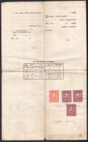 cca 1930 egy váltó és 4 db bizonyítvány okmánybélyegekkel