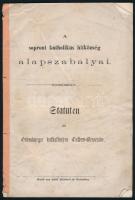 A soproni katholikus hitközség alapszabályai. Sopron, 1875, Adolf Reichard, 35 p. Magyar és német nyelven. Kiadói papírkötés, kisebb sérülésekkel.