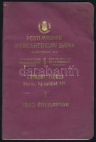 1910 Pesti Magyar Kereskedelmi Bank soproni fiókja, 1910. évi naptár. Bp., Grafikai Intézet Rt., 56 p. Tűzött papírkötés, kissé hajlott.