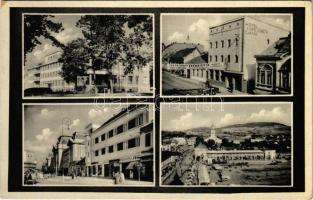 1939 Beregszász, Beregovo, Berehove; mozaiklap, Donáth kávéház és étterem, kerti vendéglő. Desider Schwartz kiadása / multi-view postcard with Hotel Cafe Garage Donath (EK)