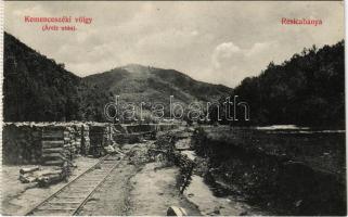 Resicabánya, Resicza, Recita, Resita; Kemenceszéki-völgy árvíz után, fűrésztelep, iparvasút / Cuptoare Secul after the flood, sawmill, industrial railway tracks - képeslapfüzetből / from postcard booklet