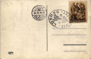 Losonc, Lucenec; utca, templom / street view, church + "1938 Losonc visszatért" So. Stpl. ...