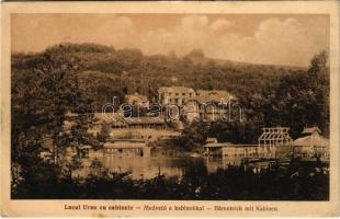 Szováta, Sovata; Lacul Ursu cu cabinele / Medve-tó a kabinokkal. Schnitzer Artur kiadása / Bärenteich mit Kabinen / spa, lake with cabins (EK)