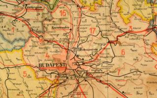 Magyarország közigazgatási térképe 1918-ban, 1944-ben, szerk. Turner István, Kókai Lajos kiadása, Kl...