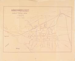 cca 1910 Máramarossziget rendezett tanácsú város térképe, 1 : 10.000, kis lapszéli szakadásokkal, gyűrődésekkel, 61x50 cm