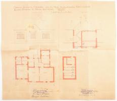 cca 1927 Nagys. Bunyor Erhard úr és neje családiház építkezése (Bp. X., Óhegy u. 34.), tervező és kivitelező: Tausz Alfréd, 1 : 100; aláírásokkal, bélyegzőkkel, illetékbélyegekkel, 41,5x36,5 cm