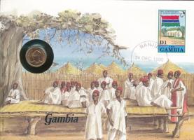 Gambia 1974. 1b felbélyegzett borítékban, bélyegzéssel, német nyelvű leírással T:UNC Gambia 1974. 1 Butut in envelope with stamp and cancellation, with German description C:UNC