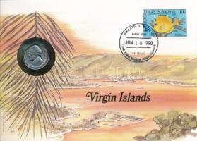 Amerikai Egyesült Államok / Virgin-szigetek 1968S 25c felbélyegzett borítékban, bélyegzéssel, német nyelvű leírással T:VF USA / Virgin Islands 1968S 25 Cents in envelope with stamp and cancellation, with German description C:VF