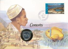 Comore-szigetek 1982. 25Fr felbélyegzett borítékban, bélyegzéssel, német nyelvű leírással T:UNC Comoros 1982. 25 Francs in envelope with stamp and cancellation, with German description C:UNC