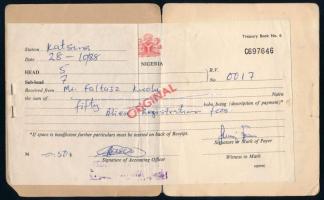 1988 Nigériai arcképes igazolvány magyar személy részére