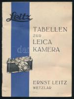 cca 1930 Leitz Tabellen zur Leica Kamera. 36p. Gyűrődéssel