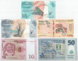 9xklf afrikai bankjegytétel, közte Burundi 2015. 500Fr + Nigéria 2010. 50N "Nigéria függetlenségének 50. évfordulója" + Zimbabwe 2020. 50$ C:UNC 9xdiff African banknote lot, within Burundi 2015. 500 Francs + Nigeria 2010. 50 Naira "50th anniversary of Nigeria's independence" + Zimbabwe 2020. 50 Dollars C:UNC