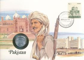 Pakisztán 1974. 10p FAO érmés borítékban, bélyeggel és bélyegzéssel, német nyelvű ismertetővel T:XF Pakistan 1974 10 Paisa FAO in coin envelope, with stamp and cancellation, with German description C:XF