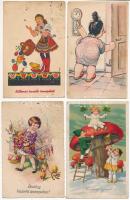 22 db RÉGI üdvözlő képeslap vegyes minőségben / 22 pre-1945 greeting postcards in mixed quality