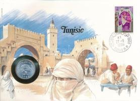 Tunézia 1983. 5M, felbélyegzett borítékban, bélyegzéssel, német nyelvű leírással T:UNC Tunisia 1983. 5 Millim in envelope with stamp and cancellation, with German description C:UNC