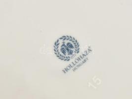 Hollóházi áfonyás porcelán kiöntő és alátét. Kézzel festett, jelzett, hibátlan 18x11 cm