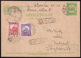 1931 6f díjjegyes expressz helyi levelezőlap 24f díjkiegészítéssel