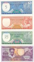 Suriname 1963. 10G + 1982. 5G + 1985. 25G + 1986. 100G T:UNC Suriname 1963. 10 Gulden + 1982. 5 Gulden + 1985. 25 Gulden + 1986. 100 Gulden C:UNC