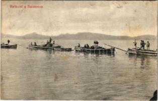 1908 Balaton, halászat. Kiadja Divald Károly (fl)