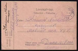 1916 Tábori posta levelezőlap a Szamos folyami hadihajóról FP 299 b