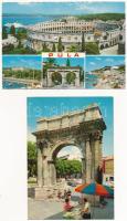 Pola, Pula; - 23 db főleg modern horvát képeslap / 23 mostly modern Croatian postcards + 1 leporello