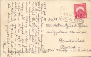 1930 Révfülöp, Gróf Semsey kastély. Kiadja Brandl Lajos +"POSTAI ÜGYN." (EK)