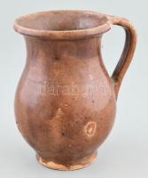 Fazék. Mázas cserép, XX. sz eleje, sérült 17 cm