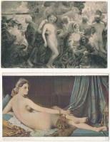 11 db RÉGI erotikus képeslap vegyes minőségben / 11 pre-1945 erotic postcards in mixed quality