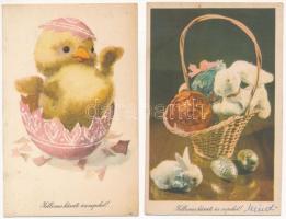 12 db MODERN magyar retro grafikai húsvéti üdvözlő képeslap vegyes minőségben. Képzőművészeti Alap /...
