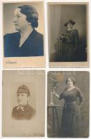 HÖLGYEK - 14 db régi fotó portré vegyes minőségben / LADIES - 14 pre-1945 photo portraits in mixed quality