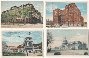 10 db RÉGI amerikai és kanadai város képeslap vegyes minőségben / 10 pre-1945 American (USA) and Canadian town-view postcards in mixed quality