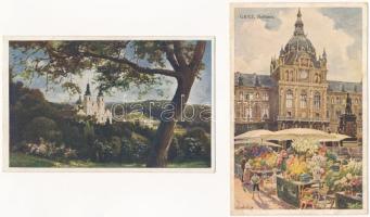 Graz. Kunstverlag Hans Hausner - 7 pre-1945 postcards