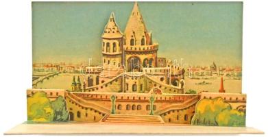 Budapest I. Halászbástya - modern kihajtható dimenziós képeslap. Képzőművészeti Alap / modern pop-up folding dimension postcard (21 x 10,5 cm) (fa)