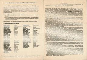 1984 A tervezett Bős-Nagymaros vízlépcső hátrányairól és várható káros következményeiről szóló tájékoztató, az országgyűléshez és a kormányhoz szóló felhívással, rajta ismert közéleti személyiségek neveivel, közte Balczó András, Barcsay Jenő, Bessenyei Ferenc, Csoóri Sándor, Gobbi Hilda, Sinkovits Imre és mások. Kitöltetlen aláírói résszel.