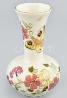 Zsolnay virág mintás vázácska Kézzel festett, jelzett, hibátlan 11 cm