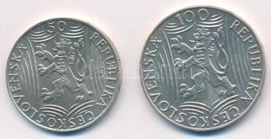 Csehszlovákia 1949. 50K Ag "Sztálin" + 100K Ag "Sztálin" mindkettő kapszulában T...