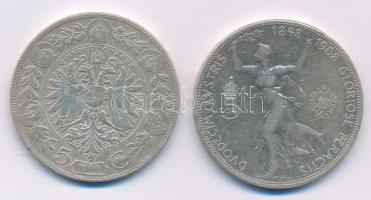 Ausztria 1900. 5K Ag "Ferenc József" + 1908. 5K Ag "Ferenc József - Jubileum" T:...