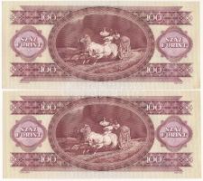 1984. 100Ft (2x) sorszámkövetők "B 363 178688 - B 363 178689" T:AU egyik saroknál kis raga...