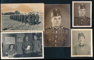 Katonai fotók a II. világháborúból, 5 db, 8×6 és 9×14 cm közötti méretekben