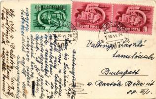 1950 Balatongyörök, Szent Mihály kápolna + vasúti "MOZGÓPOSTA 407. sz." (EK)