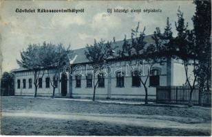 1918 Budapest XVI. Rákosszentmihály, Új községi elemi népiskola. Jahoda Frigyes kiadása