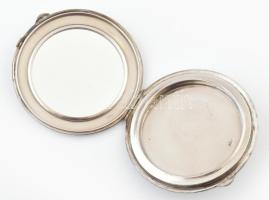 Díszes kerek pudrié tükörrel, belül "FÉM" jelzéssel, d: 8 cm