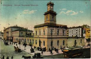 Warszawa, Varsovie, Warschau, Warsaw; Dworzec Waszawsko-Wiedenski / railway station, tram (fl)